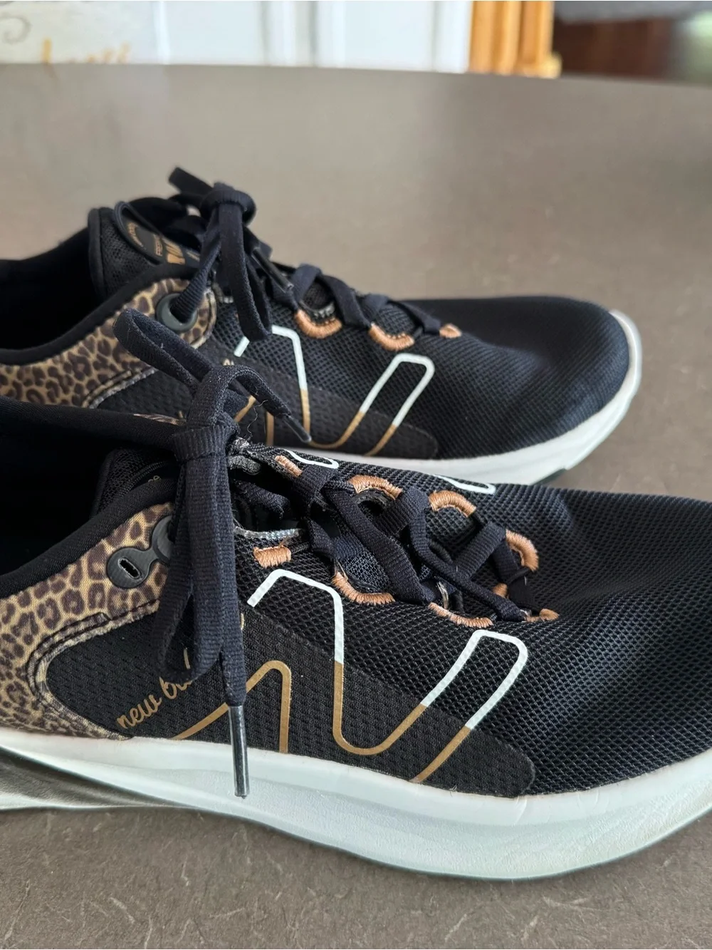 New Balance Black Sneakers with Leopard Print Accents
